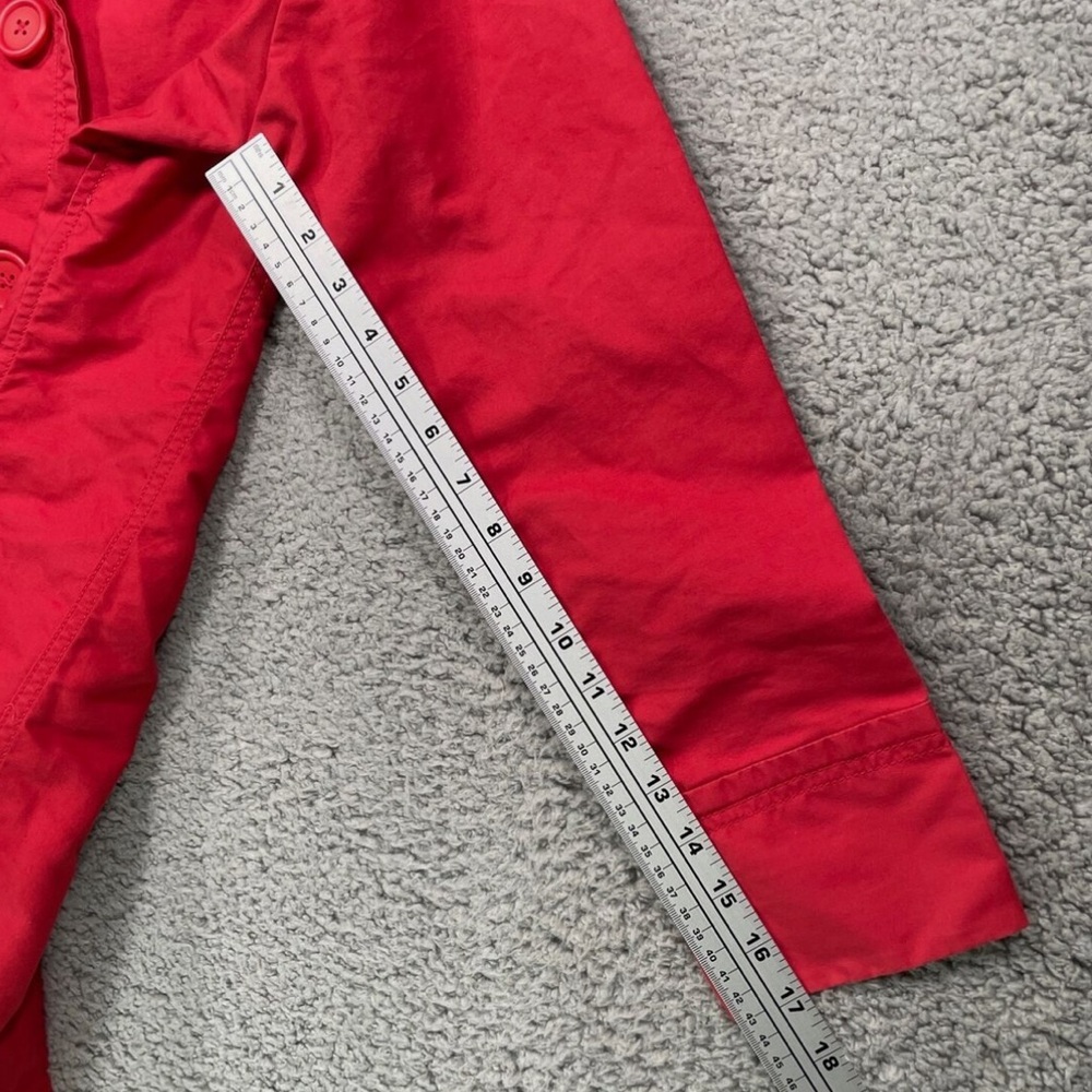 EDDIE BAUER Red Trench Coat Shell Jacket Button Front Vintage Style Womens Small - Picture 5 of 5